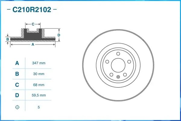 Тормозной диск передний C210R2102 C210R2102 CWORKS