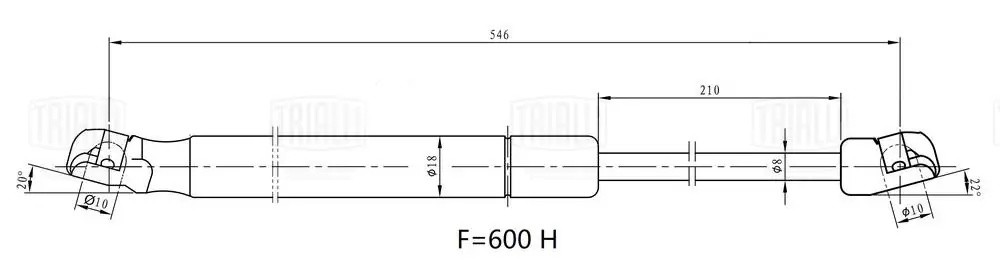 Упор газовый (амортизатор) Kia Sportage IV (15-) (крышки багажника) (GS 0849) GS0849 TRIALLI