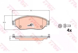 Колодки тормозные OPEL Vivaro передние (4шт.) TRW GDB2096 TRW