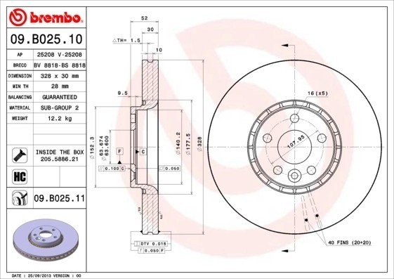 Диск тормозной Brembo Painted Disc 09.B025.11 09.B025.11 BREMBO