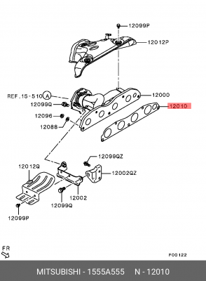 Прокладка коллектора MITSUBISHI Lancer (07-) выпускного OE 1555A555 MITSUBISHI