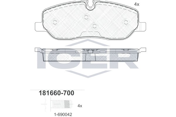 181660-700 колодки дисковые передние !\ Land Rover Discovery/Range Rover 4.4i V8 181660700 ICER