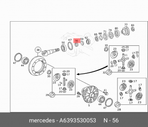 (MB.465) кольцо распорное заднего моста! d34x21 \Omn MB 207D-811D, Sprinter, VW  A 639 353 00 53 MERCEDES BENZ