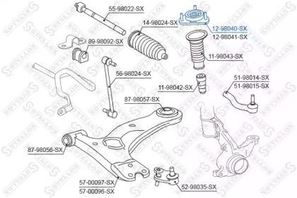 опора амортизатора переднего!\ Toyota Corolla CDE120/ZZE12# 01-02 12-98040-SX STELLOX