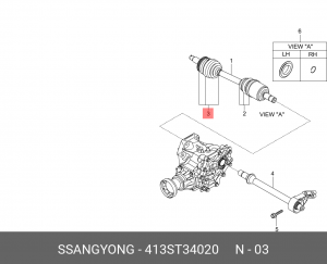 Пыльник ШРУСа SSANGYONG Actyon (10-) наружного комплект OE 413ST34020 SSANG YONG