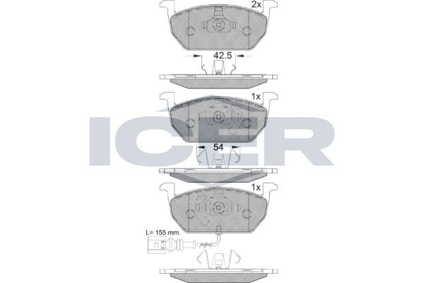 182189 колодки дисковые передние!\ Seat Leon, Skoda Octavia, VW Golf 1.2/1.6TSi/ 182189 ICER