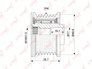 шкив генератора!\ Renault Duster/Laguna/Megane 1.2-2.0 07> PA-1059 LYNXAUTO