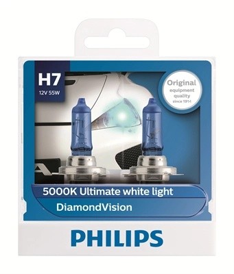 Лампа 12V H7 55W PX26d 5000K бокс (2шт.) Diamond Vision PHILIPS 12972DVS2 PHILIPS