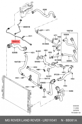 ПАТРУБОК СИСТЕМЫ ОХЛАЖДЕНИЯ АКЦИЯ Q081 LR019341 LR019341 LAND ROVER