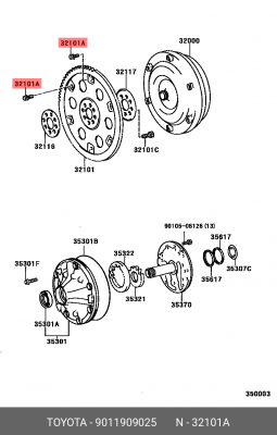 Болт TOYOTA 9011909025 90119-09025 TOYOTA