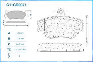 Колодки тормозные дисковые передние LADA Largus, Renault Logan (8 клап.) CWORKS C11CR0071 CWORKS