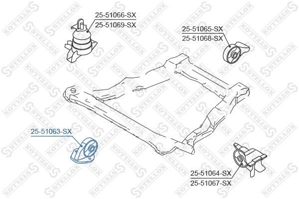 подушка ДВС правая!\ Hyundai Santa Fe 2.4-2.7 00> 25-51066-SX STELLOX
