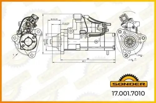 Стартер Premium 24V, 5,5 kW 12 зубцов о.н MAN 51262017199 / MAHLE - MS 886 — 2 г 170017010 SONDER