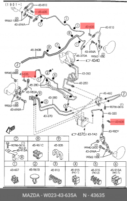 Скоба MAZDA шланга тормозного на все мазды W023-43-635A MAZDA