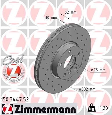 диск тормозной !Sport перед. 332x30/62-5x120 \ BMW X5 3.0si 07-08 150344752 ZIMMERMANN