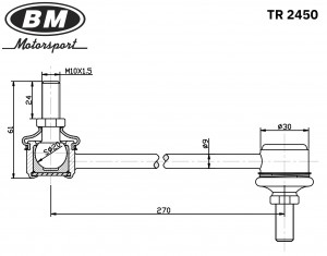 Стойка стабилизатора переднего, праваялевая, BM TR2450 TR2450 BM MOTORSPORT