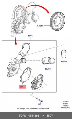 Прокладка FORD Mondeo (00-) насоса водяного OE 4354366 FORD