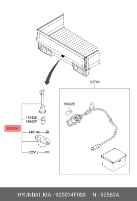 Фонарь освещения знака номерного HYUNDAI Porter 2 OE 925014F000 HYUNDAI KIA