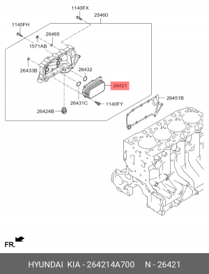 Теплообменник HYUNDAI HD35 (17-) (D4CB),Starex H-1 (07-) (2.5-A2) масляный OE 264214A700 HYUNDAI KIA