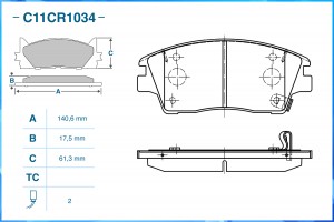 Тормозные колодки передние Low Metallic C11CR1034 C11CR1034 CWORKS