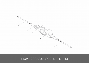 Гайка FAW J6,3250 корончатая зубчатого венца бортового редуктора (6х6) OE 2305046-820-A FAW