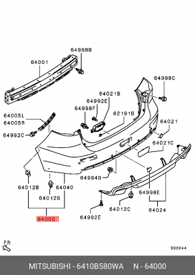 Бампер MITSUBISHI задний ОЕ 6410B580WA MITSUBISHI