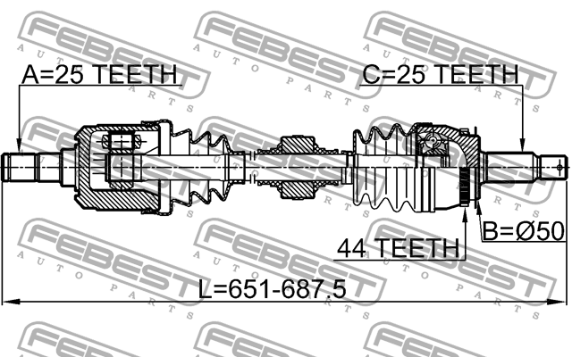 привод левый!\ Hyundai Elantra/Coupe 00> 1214-CAMTLH FEBEST
