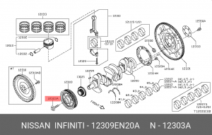 болт шкива коленвала!\ Nissan Qashqai 2.0 06> 12309-EN20A NISSAN