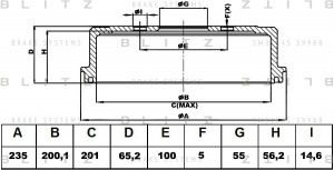 Барабан тормозной TOYOTA Сarina E 92- BT0114 BT0114 BLITZ