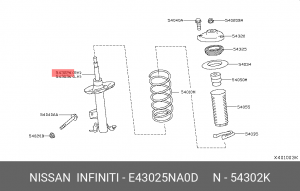 Амортизатор стойка подвески передний правый  E4302-5NA0D E4302-5NA0D NISSAN