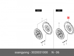 Корзина сцепления SSANGYONG Actyon (06-),Kyron (07-),Actyon Sport (09-/12-) (E23 3020031000 SSANG YONG