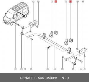 втулка стабилизатора заднего!\ Renault Master III 2.3 DCI 10> 546135009R RENAULT