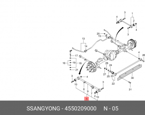 Рычаг подвески SSANGYONG Actyon (06-),Kyron (05-),Rexton (06-) продольный задний 4550209000 SSANG YONG