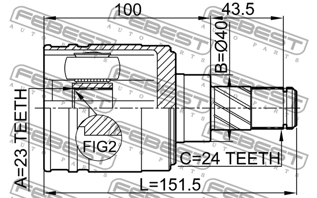ШРУС внутренний NISSAN AD VAN/WINGROAD Y11 1999-2004 0211-N16JP 0211-N16JP FEBEST