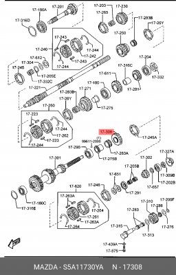 S5A11730YA WHEEL BEARING RR S5A11730YA MAZDA