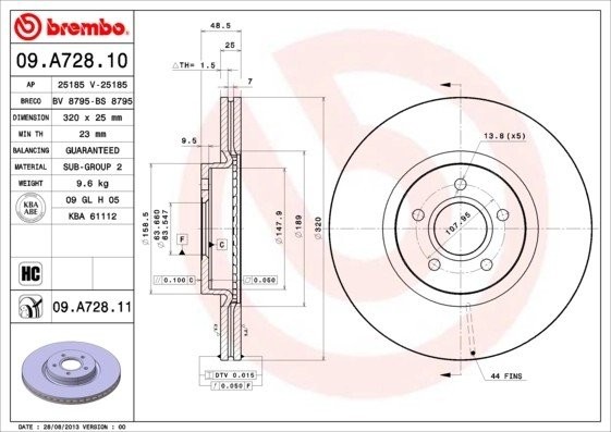 Диск тормозной Brembo Painted Disc 09.A728.11 09.A728.11 BREMBO