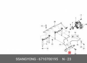 Рампа SSANGYONG Actyon (10-) (D20F) топливная OE № 6710700195 SSANG YONG