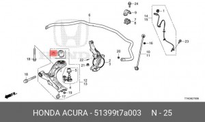51399T7A003 Сайлентблок 51399-T7A-003 (ORIGINAL) 51399T7A003 HONDA