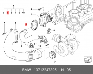 кольцо уплотнительное воздушного патрубка!\ BMW E87/E90/E91/E92/E93/E39/E60 13712247395 BMW