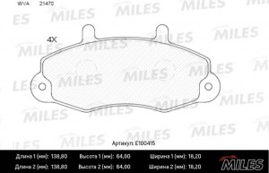 Колодки тормозные передние (Смесь Semi-Metallic) FORD TRANSIT R14 91-00 (TRW GDB E100415 MILES