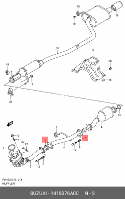 Кольцо глушителя (-50G00) 14183-76A00 14183-76A00 SUZUKI