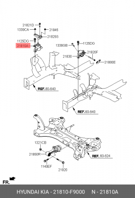 опора двигателя правая 21810F9000 21810F9000 HYUNDAI KIA