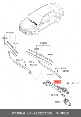 98120C1000 Трапеция ст/очист. 98120C1000 HYUNDAI