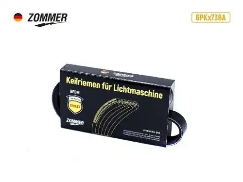 Ремень 738 (6PK) генератора ВАЗ 2110, 2170 (16 кл) EPDM 6PK738A ZOMMER