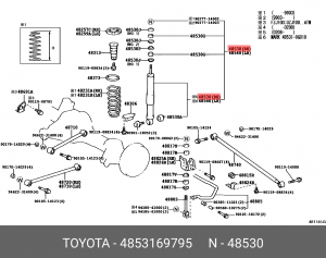 амортизатор задний газовый!\ Toyota Land Cruiser 4.7/4.2TD 98> 48531-69795 TOYOTA
