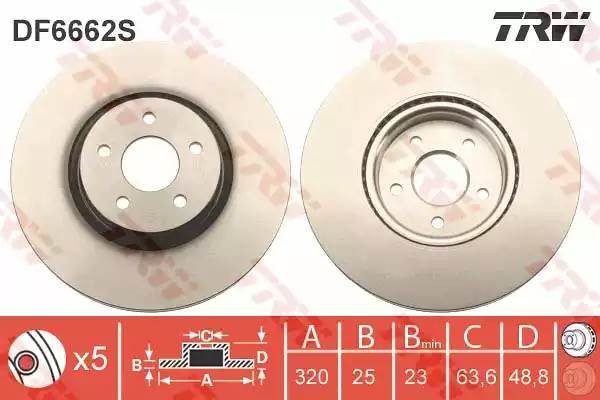 Диск тормозной передний FORD KUGA II DF6662S DF6662S TRW