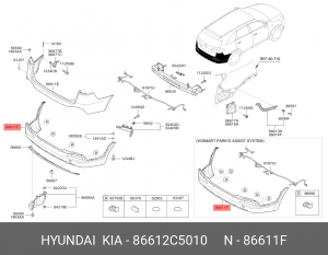 Накладка бампера KIA Sorento (15-) заднего (A TYPE) OE 86612C5010 HYUNDAI KIA