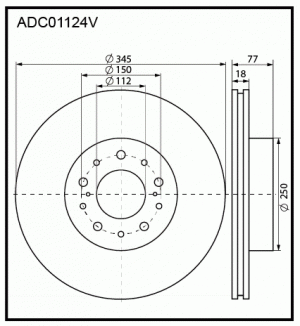 Диск тормозной задний вентилируемый ADC01124V ADC01124V ALLIED NIPPON