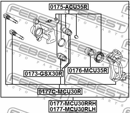 Пыльник нарпавляющей задн суппорта TOYOTA CAMRY ACV30,MCV3# 2001.07-2006.02 (ком 0173-GSX30R-PCS4 FEBEST