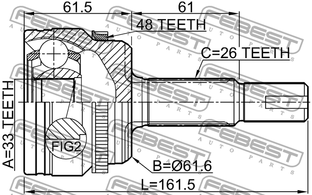 TOYOTA CAMRY V50 (2011>) 33X61.6X26 0110-ASV50LA48 FEBEST